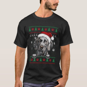Camiseta Weimaraner Christmas Ugly Sweater Engraçado Lover