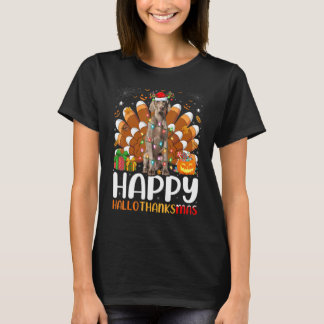Camiseta Weimaraner Dog Halloween Natal Feliz Hallothan