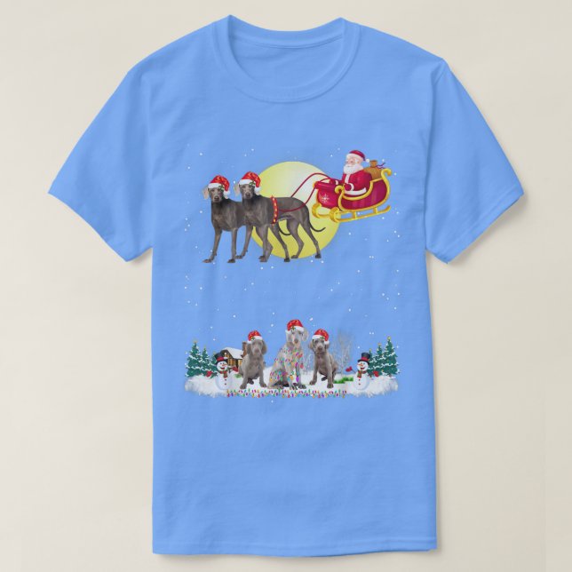 Camiseta Weimaraner Dog Reindeer Dog Lights Christmas Lover (Frente do Design)