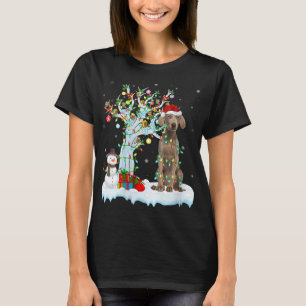 Camiseta Weimaraner Dog Xmas Tree Lighting Papais noeis Wei