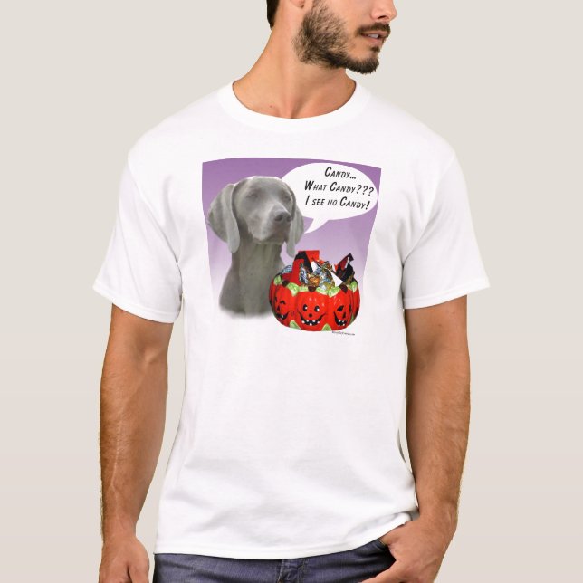 Camiseta Weimaraner Halloween Candy (Frente)