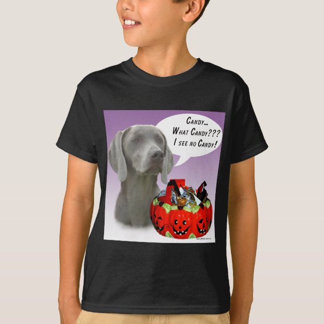 Camiseta Weimaraner Halloween Candy (Frente)