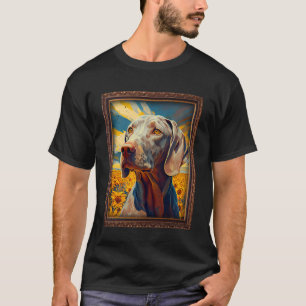 Camiseta Weimaraner Pintando Flor de Girassol Mãe Mulheres