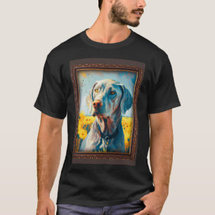 Camiseta Weimaraner Pintando Flor de Girassol Mãe Mulheres