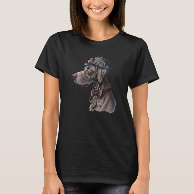 Camiseta Weimaraner Steampunk Gótico (Frente)