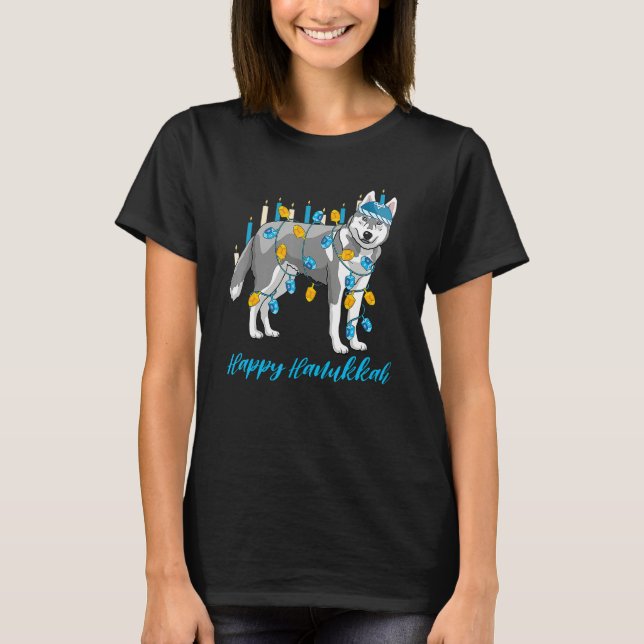 Camiseta Weiner Dog Menorah Festive Mazel Tov Hanukkah Jewi (Frente)