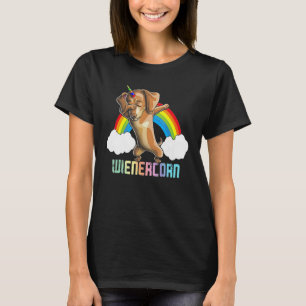 Camiseta Weinercorn Dachshund Unicórnio Dabbing Arco-íris