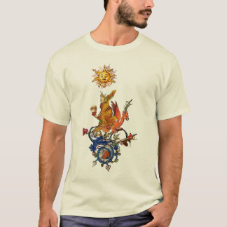 CAMISETA WEIRD MEDIEVAL BESTIARY,ALCHEMIST,RED DRAGON ,SUN 