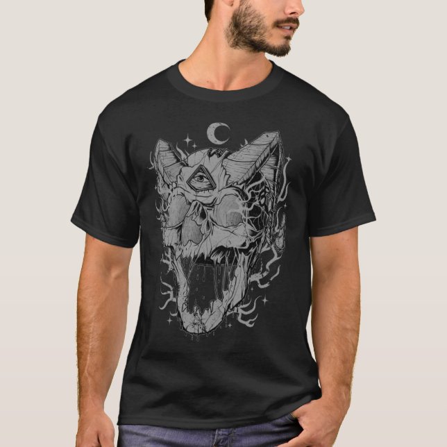 Camiseta Weirdcore Devil Skull Illuminati Eye Surreal 66 S (Frente)