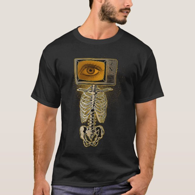 Camiseta Weirdcore Skeleton TV Head Cosplay X ray Radiology (Frente)