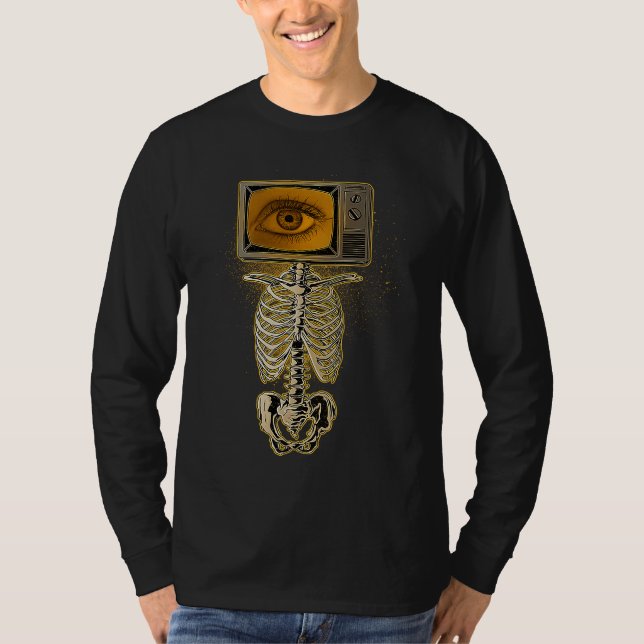 Camiseta Weirdcore Skeleton TV Head Cosplay X ray Radiology (Frente)
