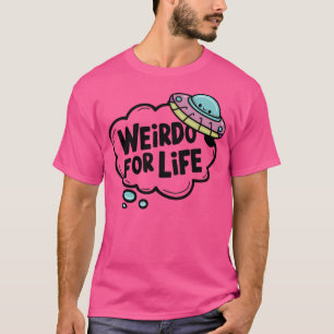 Camiseta 'Weirdo For Life', Cor-De-Rosa, Ufo Design