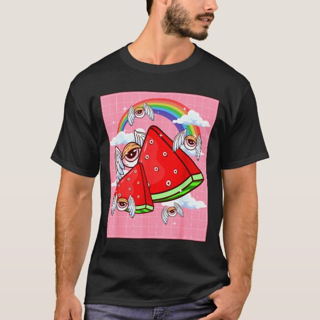 Camiseta Weirore Aesthetic Kawaii Watermelon Eyes Winged Ey (Frente)