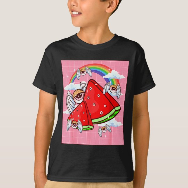 Camiseta Weirore Aesthetic Kawaii Watermelon Eyes Winged Ey (Frente)