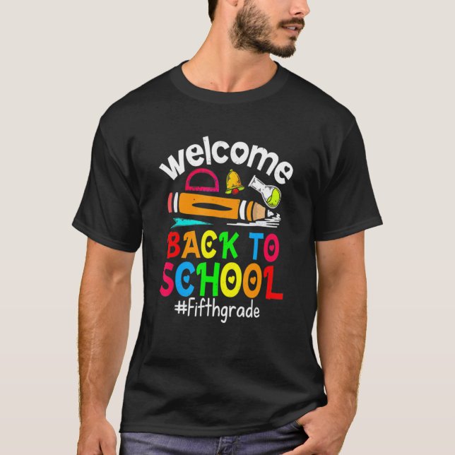 Camiseta Welcome Back To School Fifth Grade Girls Boys 5th  (Frente)