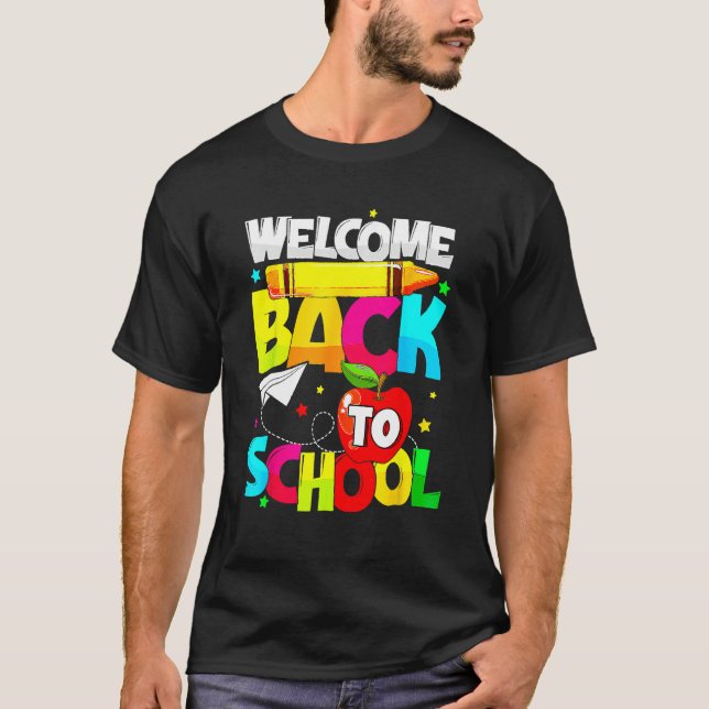 Camiseta Welcome Back To School  Student Teacher Love Kid (Frente)