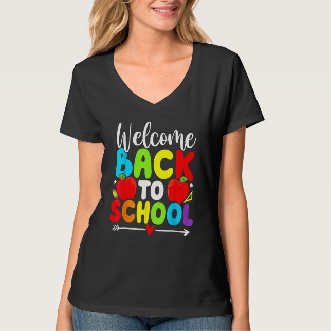 Camiseta Welcome Back To School TShirt Funny Teacher Love K (Frente)