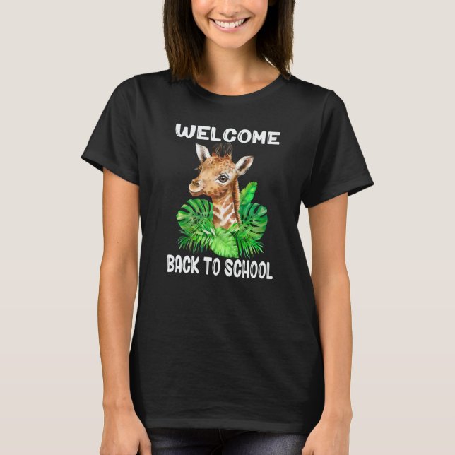 Camiseta Welcome Back To School With Baby Giraffe For Boys  (Frente)