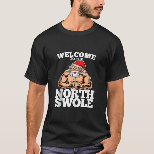 Camiseta Welcome to the North Muscle Santa Christmas Workou (Frente)