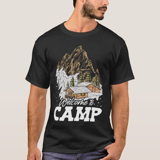 Camiseta Welcomeo Camp Camping Campsite House Mountain frie (Frente)