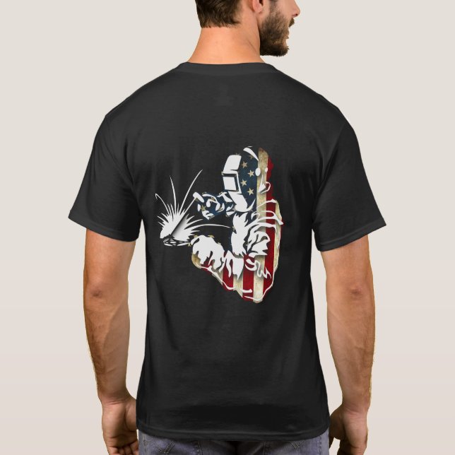 Camiseta Welder American Flag USA Patriotic Welder Gift (Verso)