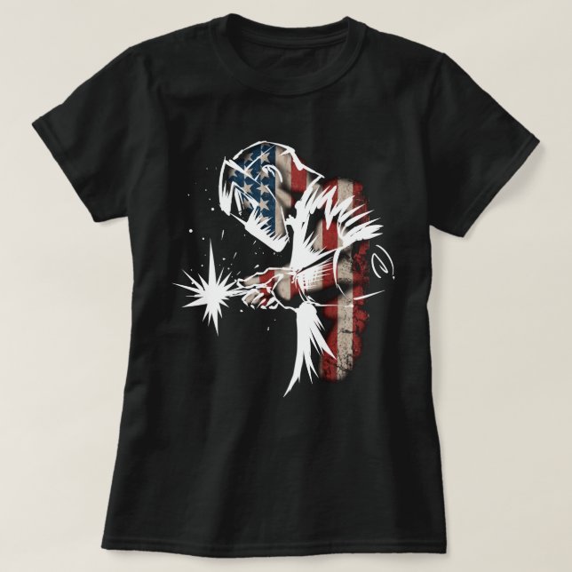 Camiseta Welder American Flag USA Patriotic Welder Gift pri (Frente do Design)