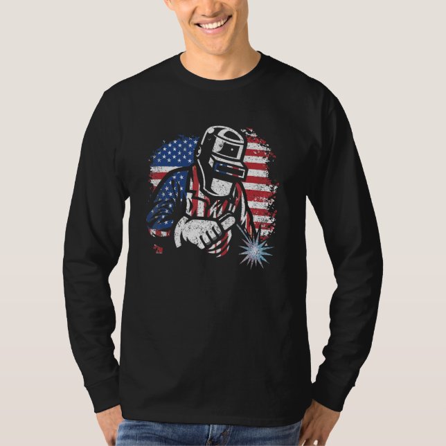 Camiseta Welder American Flag USA Patriotic Welder Nostalgi (Frente)