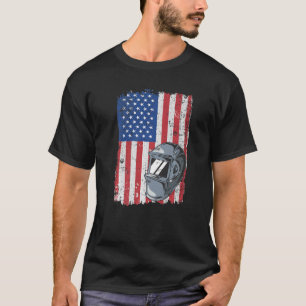 Camiseta Welder Helmet Patriotic USA Flag Americano Vintage