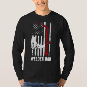Camiseta Welder Pai Soldadura Torch Patriótico Americano Fl