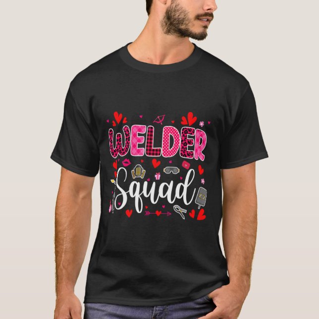 Camiseta Welder Squad Cute Tools Hearts Costume Valentines  (Frente)