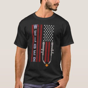 Camiseta Welder Vintage, Bandeira Americana Para Soldadura