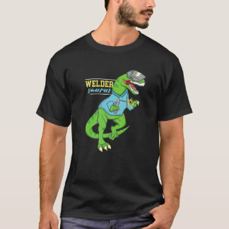 Camiseta Weldersaurus Soldando Dinossauro Trabalho de arte