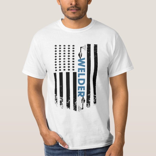 Camiseta Welding - American Welder Flag (Frente)