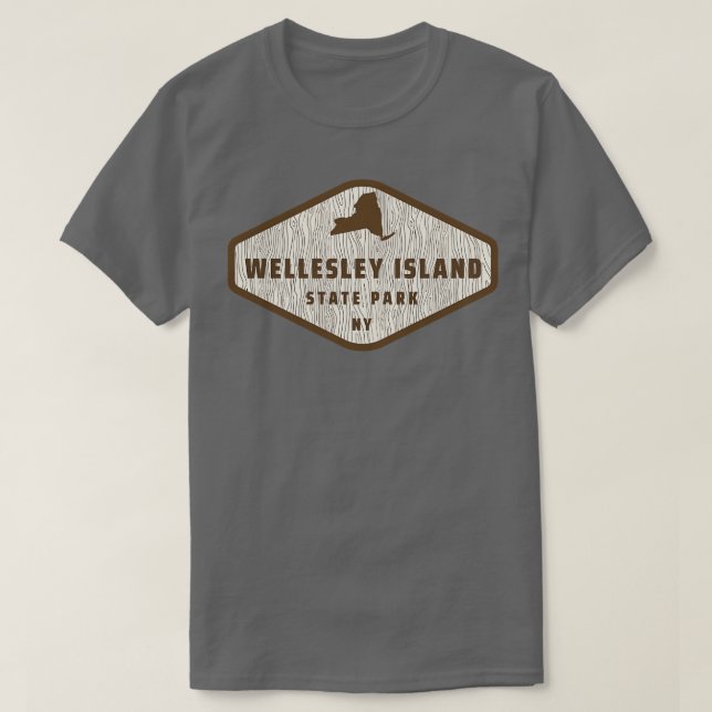 Camiseta Wellesley Island State Park New York Tree Log Text (Frente do Design)