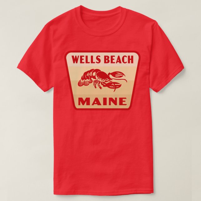 Camiseta Wells Beach Maine Retro Crachá Tan (Frente do Design)