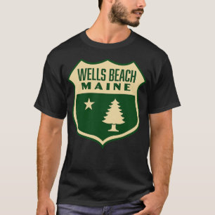 Camiseta Wells Beach Maine Retro Pine Tree Tan