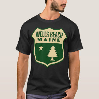 Camiseta Wells Beach Maine Retro Pine Tree Tan
