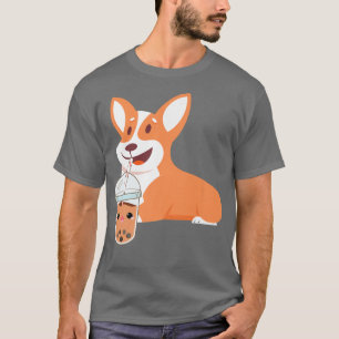 Camiseta Welsh Corgi Adorable S Corgi Bebendo Bubble Tea14