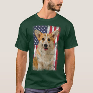 Camiseta Welsh Corgi Dog American Flag Vintage 1458