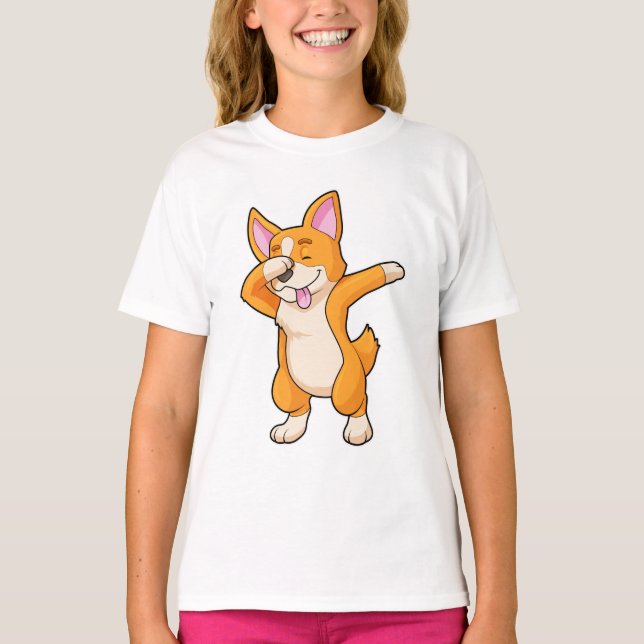 Camiseta Welsh Corgi no Hip Hop Dance Dab (Frente)