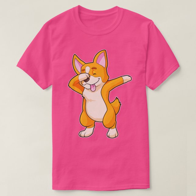 Camiseta Welsh Corgi no Hip Hop Dance Dab (Frente do Design)