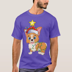 Camiseta Welsh Corgi Xmas Lighting Papais noeis Welsh Corgi
