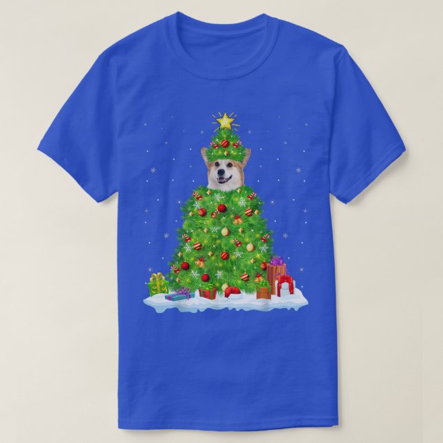 Camiseta Welsh Corgi Xmas Lighting Tree Funny Welsh Corgi C (Frente do Design)