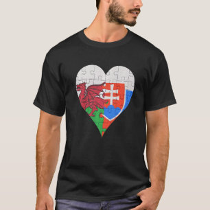 Camiseta Welsh Eslovakian Flag Heart