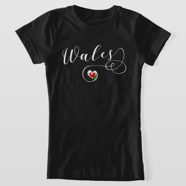 Camiseta Welsh Flag In Heart, Wales T-Shirt (Postura )