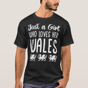Camiseta Welsh Home Flag Girl Que Amam Seu País De Gales