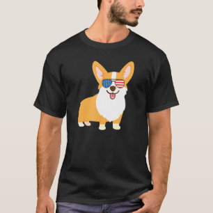 Camiseta Welsh Pembroke Corgi Dog American Flag Sunglasses