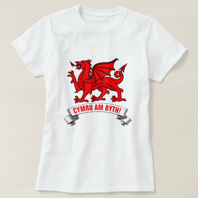 Camiseta Welsh Red Dragon Wales Forever (Frente do Design)