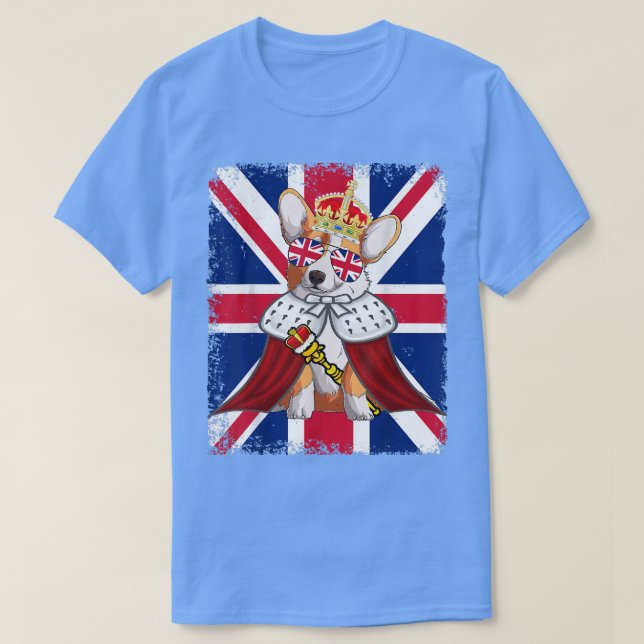 Camiseta Welsh Royal Corgi United Kingdom Flag Union Jack S (Frente do Design)