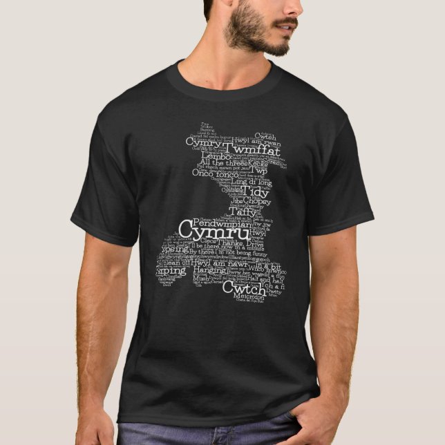 Camiseta Welsh Slang Word Art Map T-Shirt (Frente)